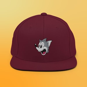 Sombrero Snapback de lobo gris de dibujos animados