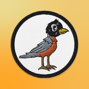 3" Cartoon American Robin Embroidered Iron On Patch | Sew On Patch | Jacket, Hat, Clothing Patch | Gift for Birding Lovers | Lowbrow Artwork