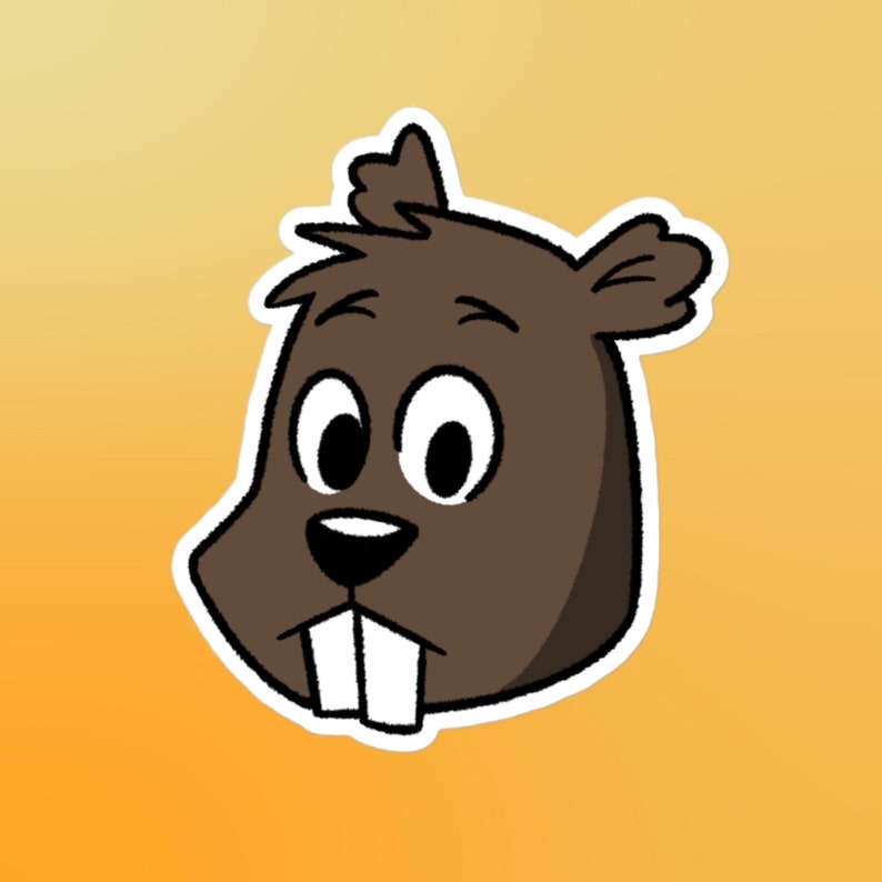 Cartoon Beaver Sticker | Car Decal | Water Bottle Sticker | Animal ...