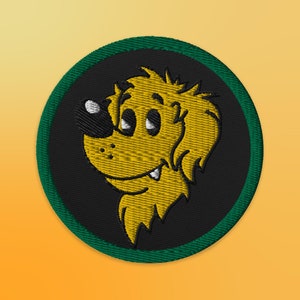 3" Cartoon Golden Retriever Embroidered Iron On Patch | Sew On Patch | Jacket, Hat, Clothing Patch | Gift for Dog Lovers | Lowbrow Artwork
