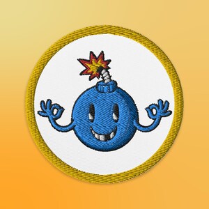 3&quot; dibujos animados bomba pacífica bordado hierro en parche - azul / bomba de cereza coser parche / chaqueta, sombrero y parche de ropa / obra de arte Lowbrow
