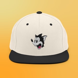 Sombrero Snapback de lobo negro de dibujos animados