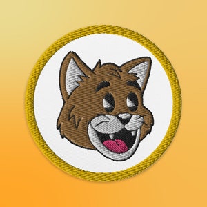 3&quot; Cartoon Brown Cat Embroidered Iron On Patch | Cat Sew On Patch | Jacket, Hat, Clothing Patch | Gift for Cat Lovers | Lowbrow Artwork