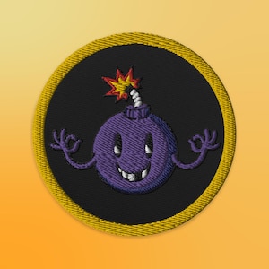 3&quot; dibujos animados bomba pacífica bordado hierro en parche - púrpura / bomba de cereza coser parche / chaqueta, sombrero y parche de ropa / obra de arte Lowbrow