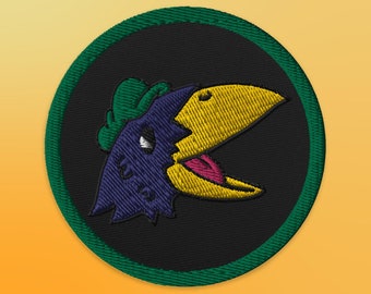 3" dibujos animados pájaro negro común bordado hierro en parche / pájaro negro coser en parche / arte de observación de aves / regalo para amante de la observación de aves / parche para sombreros