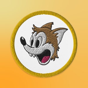 3 "Cartoon Brown Wolf gestickt Aufbügler | Happy Dog Sew On Patch | Wilderness Wolf Patch | Lowbrow Aufnäher für Jacke, Hut & Kleidung