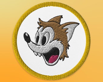 Parche de hierro bordado de lobo marrón de dibujos animados de 3 "/ perro feliz coser en parche / parche de lobo salvaje / parche Lowbrow para chaqueta, sombrero y ropa