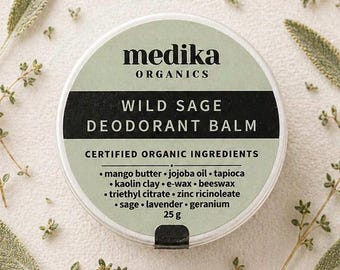 Natural Deodorant Balm, Bicarb Free, Aluminium Free, Wild Sage Deodorant Cream, Sensitive Skin Friendly, Zero Waste, Australian maker
