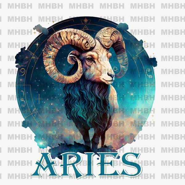 Aries- The Ram - Zodiac - PNG - Sublimation - T-shirt - Digital Image - Horoscope