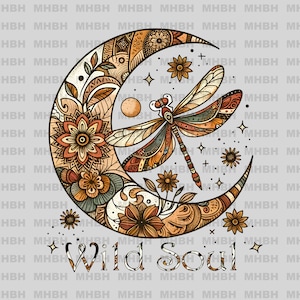 PNG - Wild Soul Dragonfly - Digital Image - DTF - Sublimation - Moon - Boho