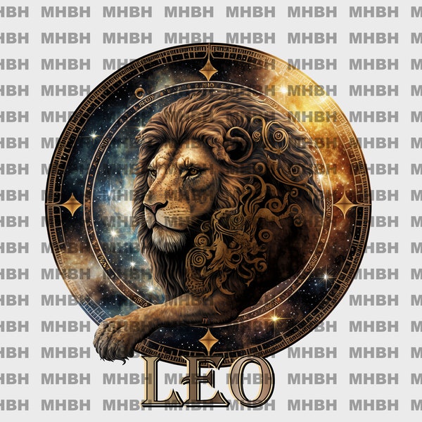 Leo Lion ~ PNG - Sublimation - Zodiac - Tshirt - Digital Image - Tote bag - Mug - Clipart