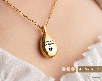 Personalized Cremation Jewelry Necklace Custom Urn Ashes Necklace For Women Teardrop Urn Necklace For Her Engraved Memorial Gift Necklace