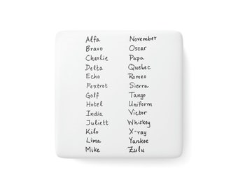 Imán del alfabeto fonético de la OTAN - Imán de porcelana, cuadrado