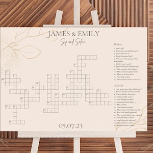 Wedding Crossword, Custom Wedding Crossword, Wedding Crossword Puzzle, Sip and Solve Crossword Puzzle, Wedding Crossword Puzzle Template