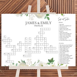 Wedding Crossword, Custom Wedding Crossword, Wedding Crossword Puzzle, Sip and Solve Crossword Puzzle, Wedding Crossword Puzzle Template