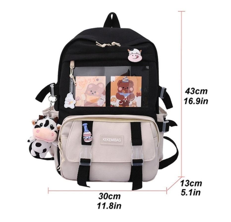 Kawaii Women Girls Backpack, Large Capacity Backpack, Multi-pocket ...