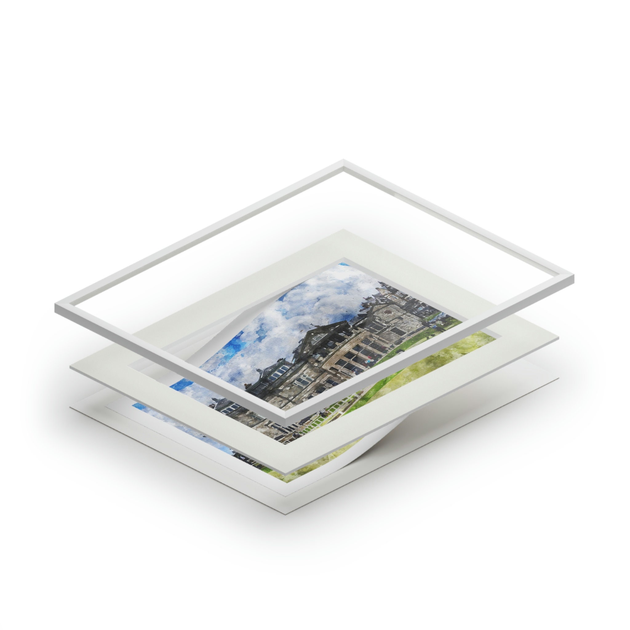 St Andrews Old Course Watercolor Painting: Scottish Golf Art Canvas ...