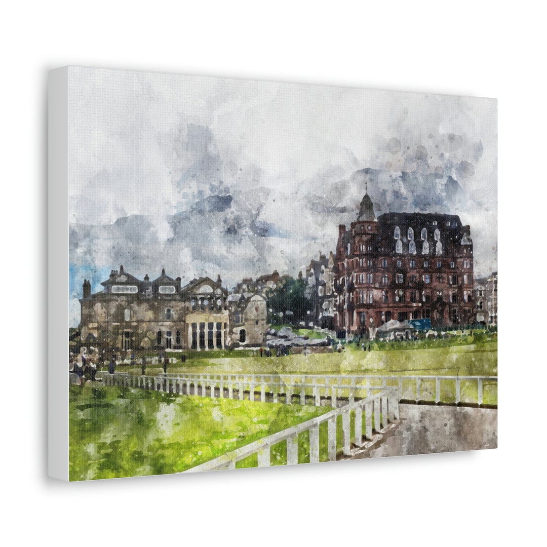 St Andrews Old Course Watercolor Painting: Scottish Golf Canvas Print ...