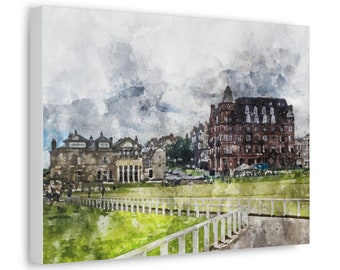 St Andrews Old Course Watercolor Painting: Scottish Golf Canvas Print