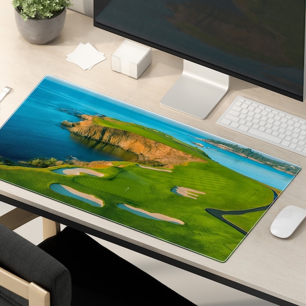 Pebble Beach Golf Course - Golf Mouse Pad, Gaming Setup, Golfer Desk Mat - Ryder Cup Tiger Woods