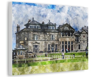 St Andrews Old Course Watercolor Painting: Iconic Golf Canvas Print