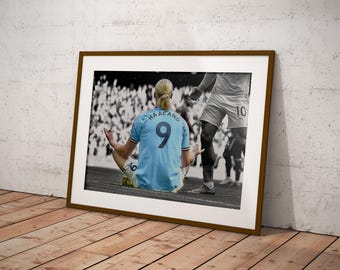 Haaland Man City Poster: Colour Mix Football Wall Art