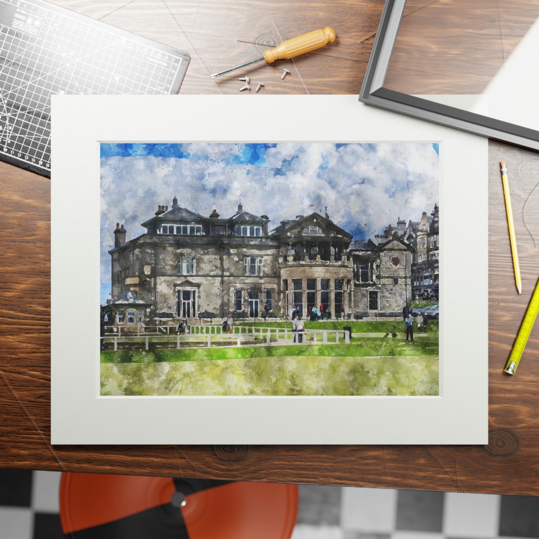 St Andrews Old Course Watercolor Painting: Scottish Golf Art Canvas ...