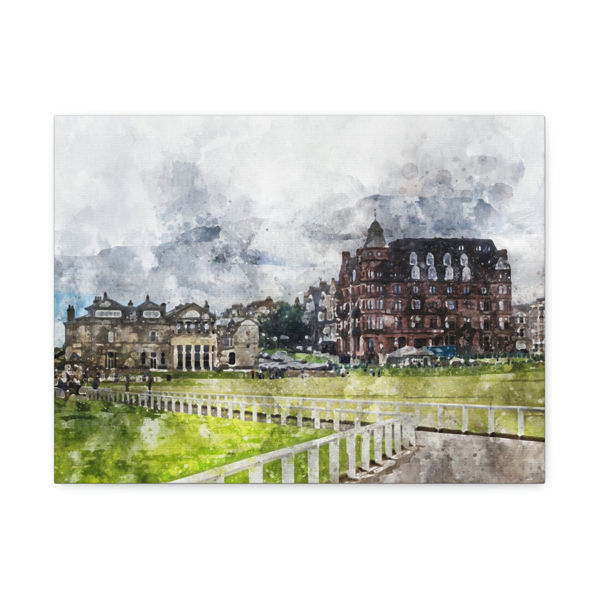 St Andrews Old Course Watercolor Painting: Scottish Golf Canvas Print ...