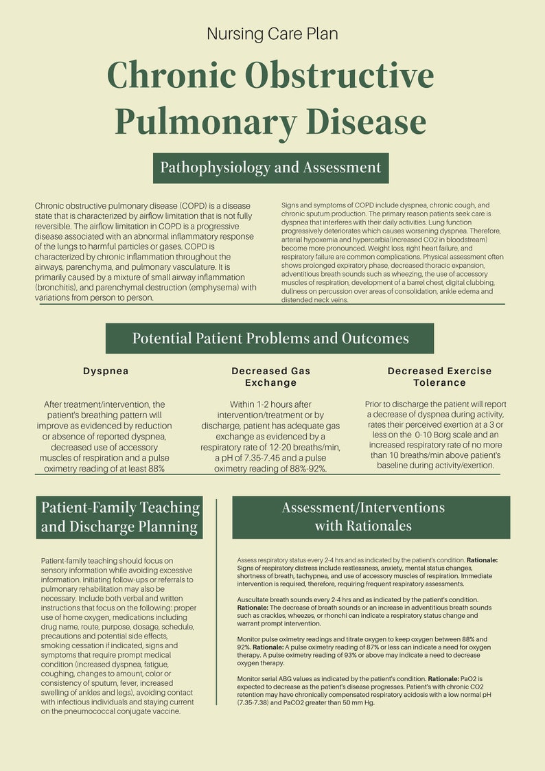 COPD Nursing Care Plan - Etsy