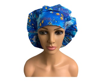 Nautical, Fish, Ocean, Bouffant, Scrub, Surgical, Bonnet or Hair Covering Hat