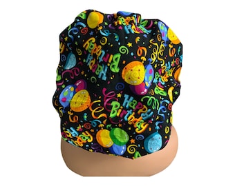Happy Birthday, Bouffant, Surgeons, Scrub, Surgical, Bonnet or Hair Covering Hat