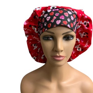Valentines Day, I Woof You, Dogs, Bouffant, Or European, Scrub, Surgical, Bonnet or Hair Covering Hat