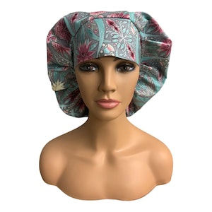 Flowers,Floral, Bouffant, Scrub, Surgical, Bonnet or Hair Covering Hat