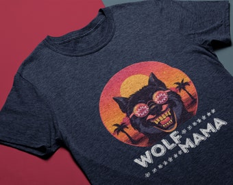 MAMA WOLF レディースシャツ、レディースTシャツ、先生への感謝の贈り物、母の日ギフト、お母さんへの誕生日ギフト、奥さんへのシャツ