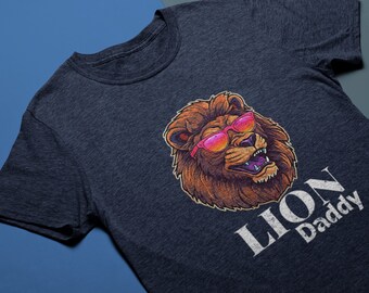 ライオンダディTシャツ、お父さんへのプレゼント、父の日の誕生日プレゼント、お父さんへのシャツ、妻からのプレゼント、夫へのプレゼント、誕生日プレゼントTシャツ