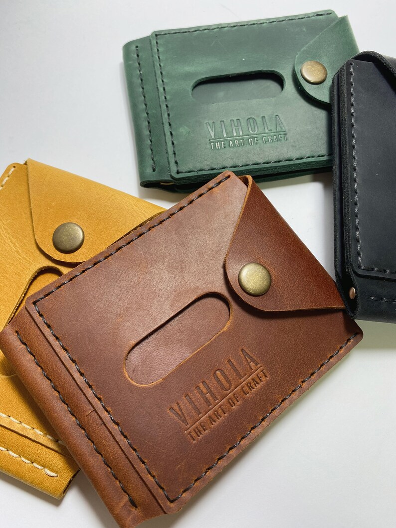 Handmade Crazy Horse Leather Wallet, Leather Bifold for Men and Women