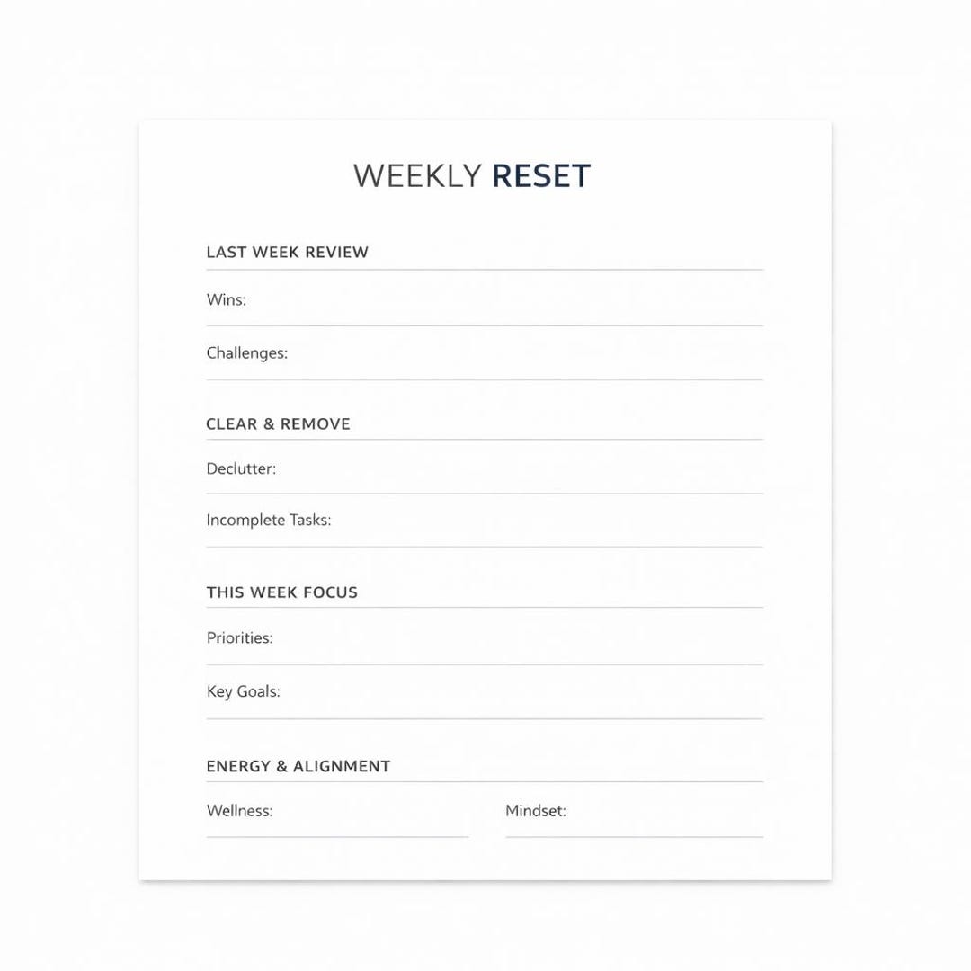 Weekly Reset Printable Planner | Minimal Executive Weekly Review | A4 ...