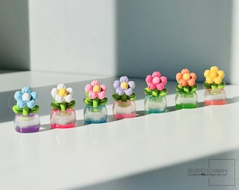 Hand-crafted  - Mini 3D Flower Planter Shoe Charms Resin Charms | One Plant | Flower Pot | Shoe Charms | Crocs Charms | Kawaii Charms