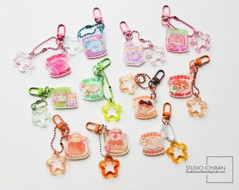 Llavero artesanal de gominolas: dije acrílico kawaii con efecto láser.