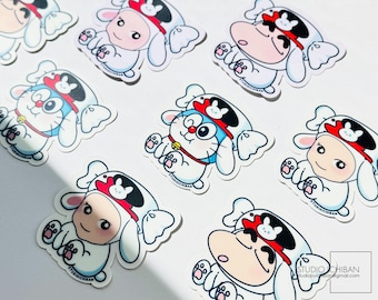 Pegatina de caramelo de conejo blanco: Doraemon, Sonny Angel, Shin Chan - Pegatina kawaii impermeable