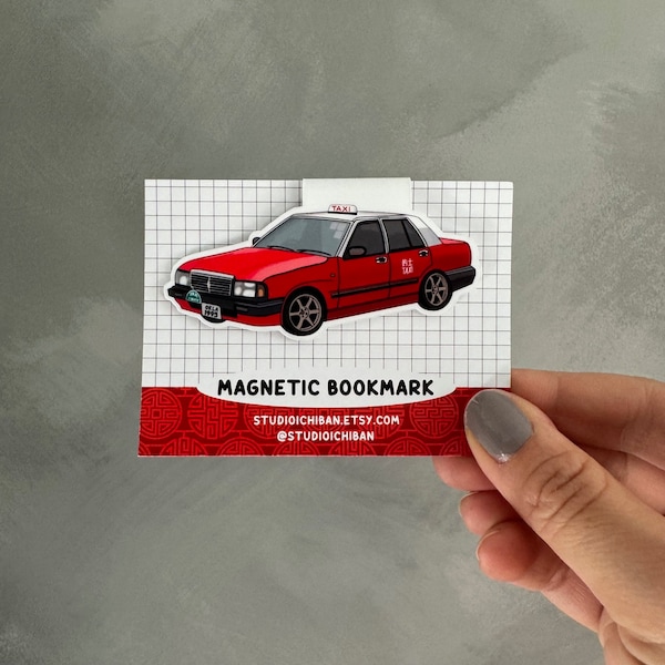 Hong Kong Taxi Magnetbuch Marker - Planer Lesezubehör, süßes Lesezeichen, süße Seite Marker, Stocking Stuffer, süßes Geschenk, Page Saver