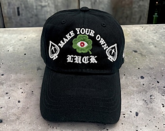 Make Your Own Luck / DAD HAT / 100% COTTON / Premium Heavyweight / Hustle / Work Hard / Clover
