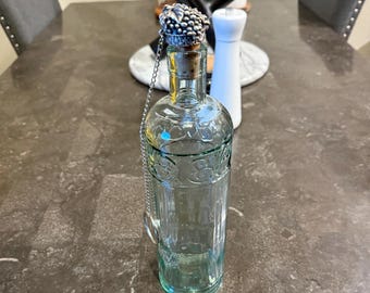 11" Tall Vintage Canada embossed Glass Bottle w/ vintage Sommelier cork stopper