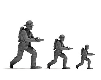 1:64スケールのミニチュア消防士フィギュア - 都市ジオラマシーン