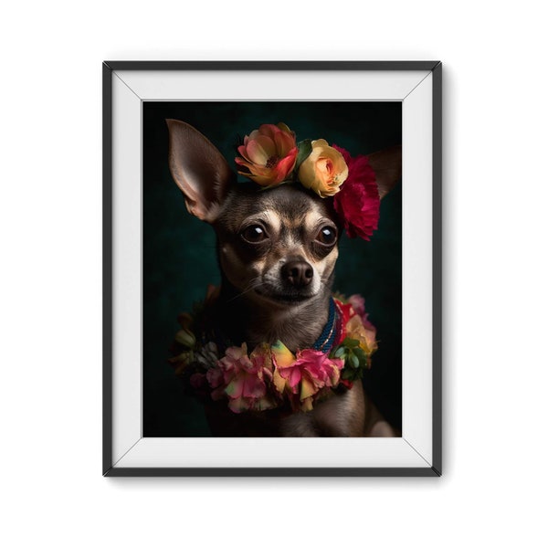 Chihuahua-licious Frida Kahlo-Inspired Art Print #8: Instantly Downloadable for your Home or Office!