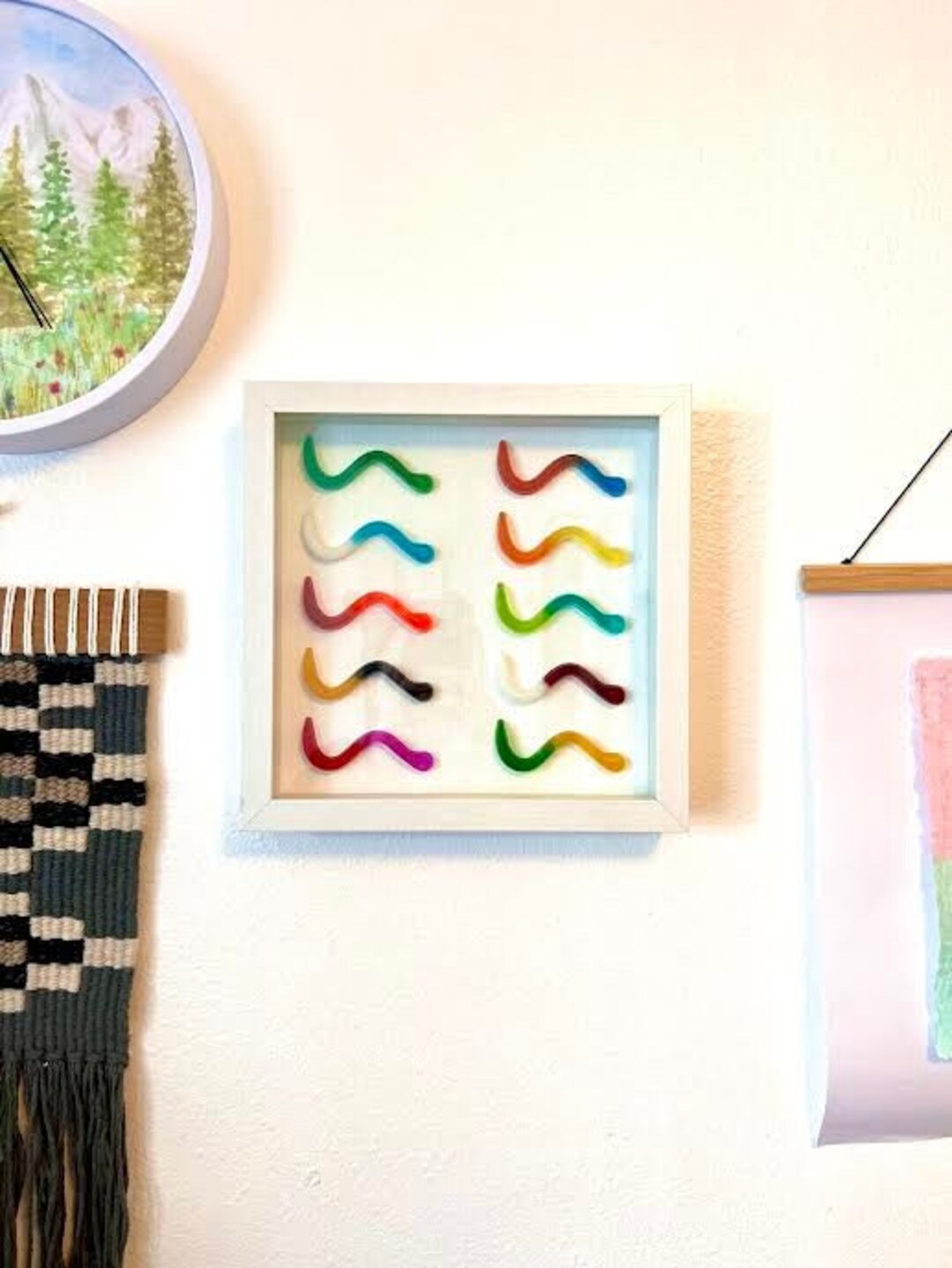 White Shadowbox Frame Gummy Worm Resin Art Decor Etsy
