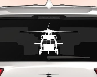 Sikorsky H60 Military Helicopter Vinyl Decal - 6 Inch Gloss White Sticker For Cars, Trucks & Walls
