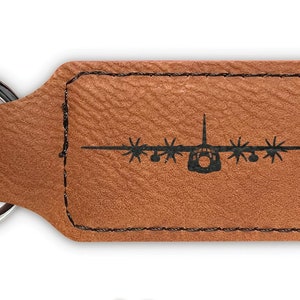 C-130T Hercules Keychain / Rectangle Leatherette / Laser Engraved / Choose Color / Personalize / c130 c130t military transport / DD144