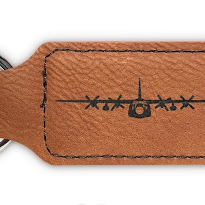 C-130 Hercules Keychain / Rectangle Leatherette / Laser Engraved / Choose Color / Personalize - military transport c130 - DD020