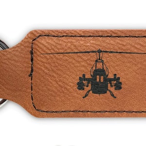 AH-1 Cobra Keychain / Rectangle Leatherette / Laser Engraved / Choose Color / Personalize - attack helicopter ah1 - DD014